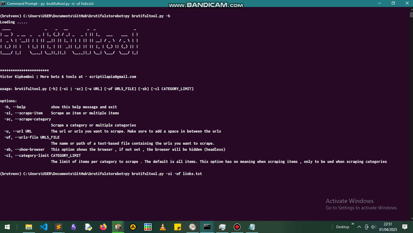 Screenshot of Brutiful store bot