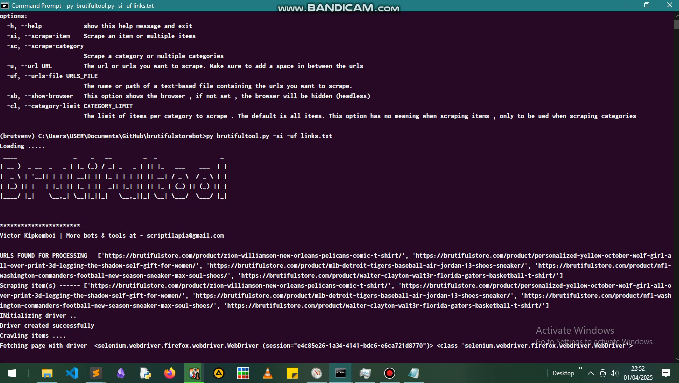 Screenshot of Brutiful store bot